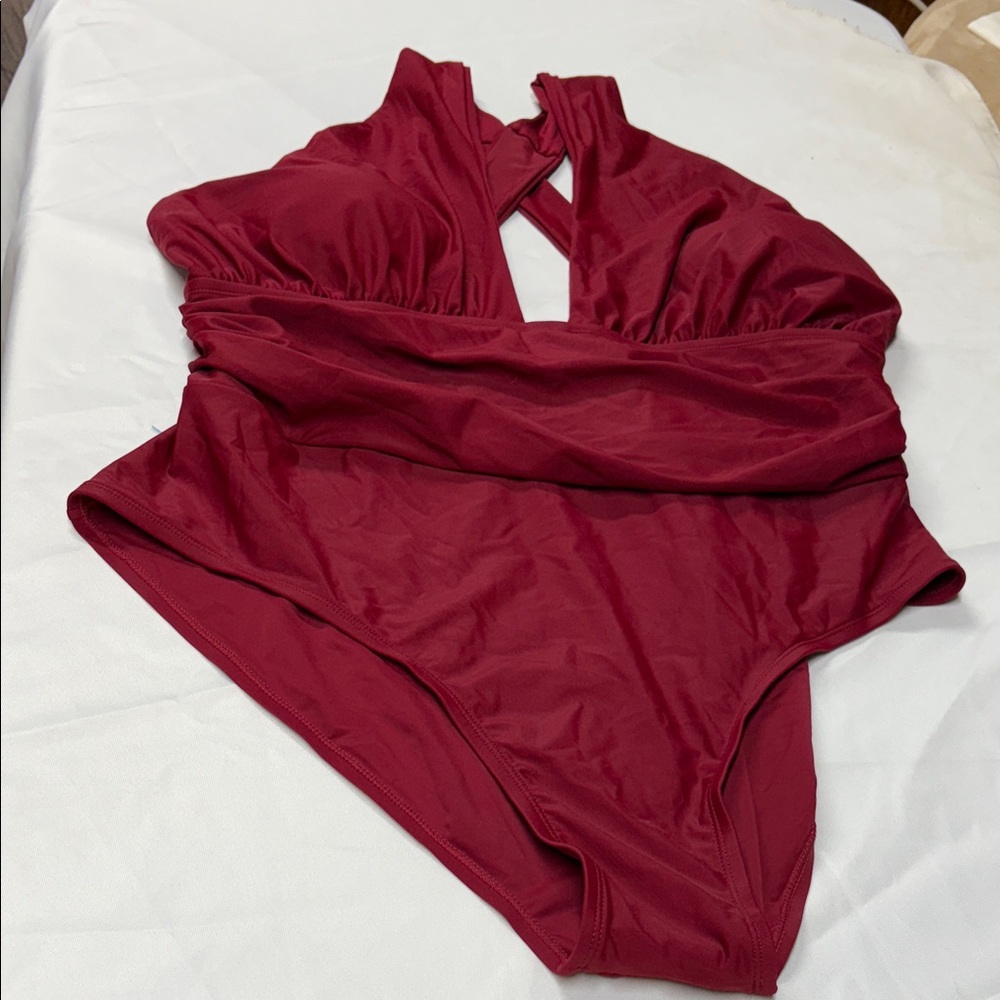 Fashion Nova Burgundy Women's OnePiece Bathing Suit. NWT